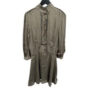 L.A.M.B. by Gwen Stefani Fall 2007 Women's Army Green Silk Blend Dress Sz 12